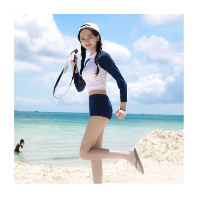 Long Sleeve Backless Swimsuit with Chest Pad