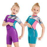 Adventure Ready: Short-Sleeved Swimwear for Girls - Perfect for Snorkeling, Surfing, and Winter Fun!